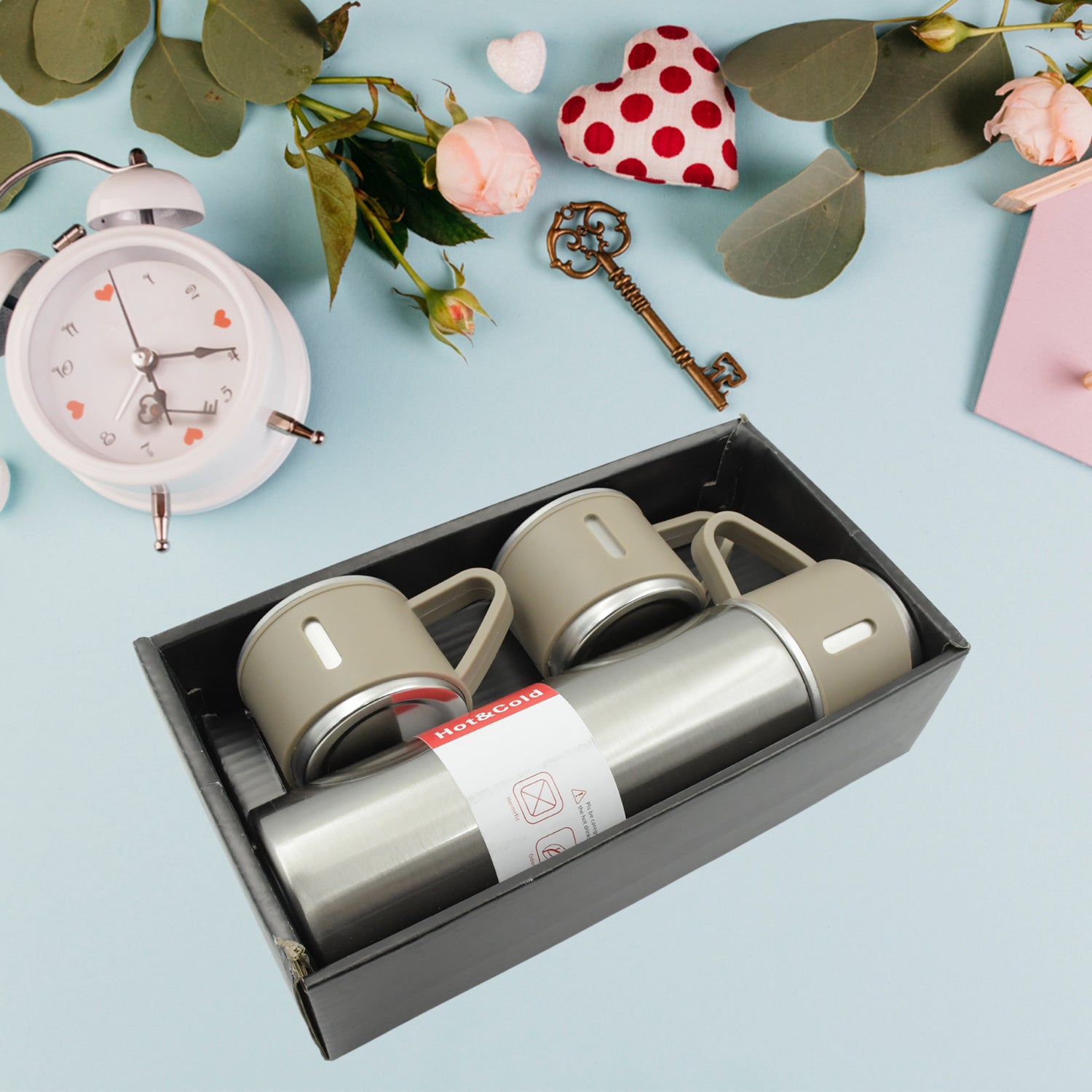 DeoDap Stainless Steel Vacuum Flask Set 500ml - main product shot