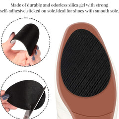 Applying non-slip shoe pads to the sole of a high heel