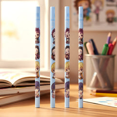 4-piece cartoon printed wooden pencil set for kids