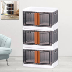 Plastic Folding Wardrobe Storage Organizer with wheels in black & white