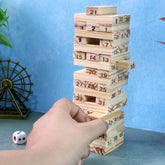 Wooden Tumbling Tower Game Set in action