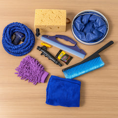 Car washing kit tools laid out