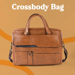 Faux Leather Satchel Style Office Bag with Laptop Compartment