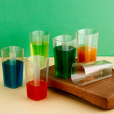 Transparent square design wine tumbler plastic glass set image 1