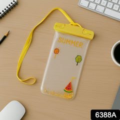 Waterproof phone pouch showing transparent screen