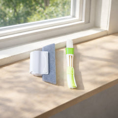 Multipurpose Window & Surface Cleaning Tool Set with sponge and microfiber brush