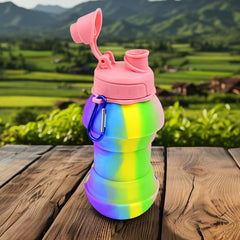 Collapsible water bottle expanded for use