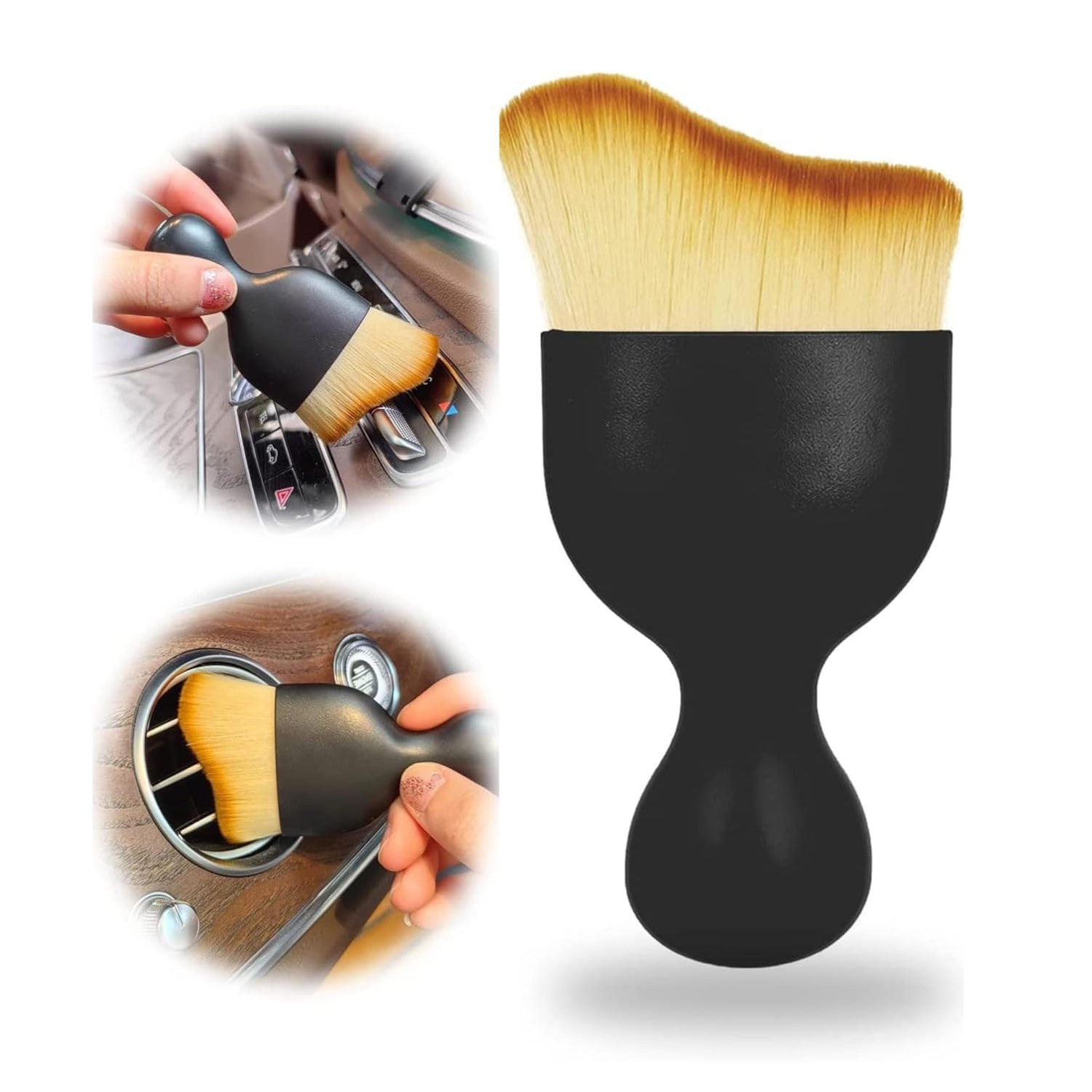Mini car interior cleaning soft brush with non-slip handle