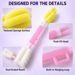 Long Handle Silicone Bottle Cleaning Brush - 30 cm, Gentle & Flexible