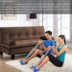 User performing arm & chest workout with spring resistance band