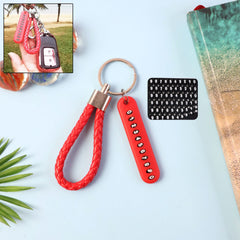 Anti-Lost Keychain with Number Plate on white background