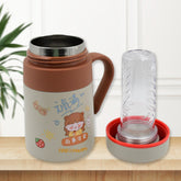 Stainless steel vacuum insulated mug with handle and small cup