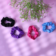 Close-up of softie loops scrunchie on hair