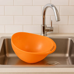 Side view of plastic rice & vegetable washing bowl