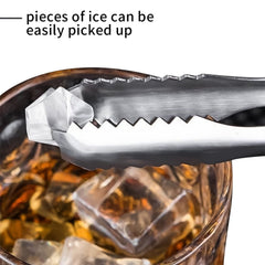 CoolClamp stainless steel ice tongs in hand