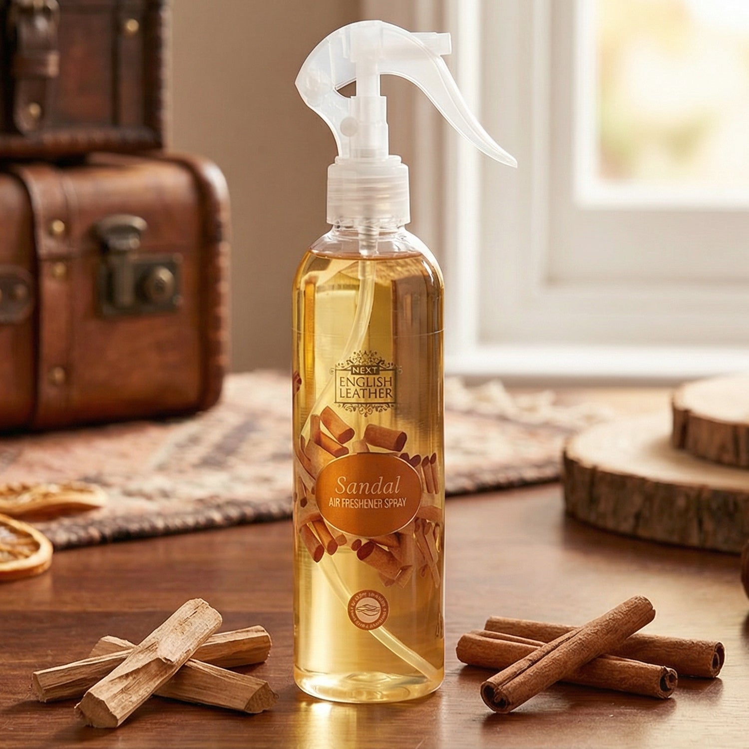 Sandal fragrance air freshener spray bottle with trigger nozzle