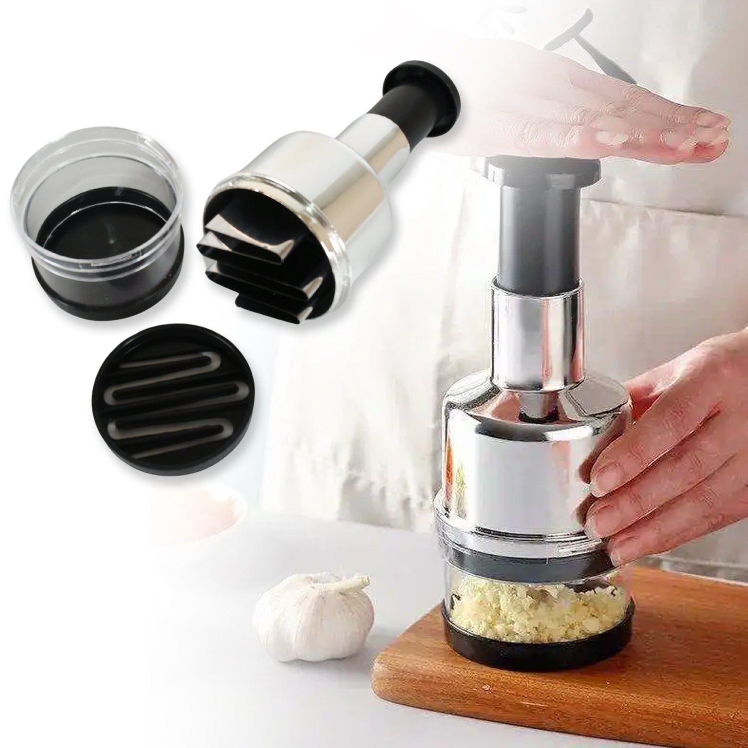 Stainless Steel Food Cutter hand chopper with vegetables