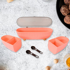 Angled view of the spice box on a kitchen counter, ready for use