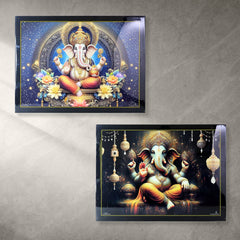 Lord Ganesha wall art on a rustic brick background