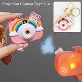 Projective Camera Keychain with Zinc Alloy Ring on white background