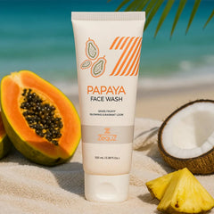 Zequz Papaya Face Wash bottle on white background