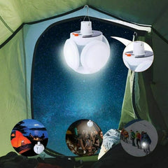 Compact foldable solar emergency LED light side angle