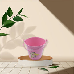 Small metal bucket for plants with handle front view