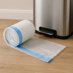 Premium 45x45 cm garbage bag with blue tie handle