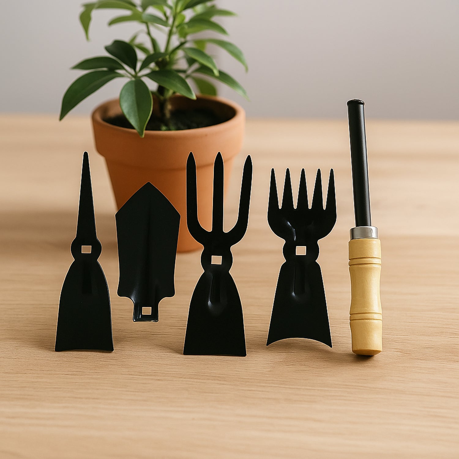5 in 1 gardening hand tool set tools laid out