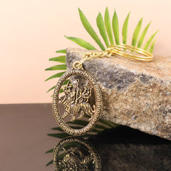 Golden Durga Maa Keychain Front View