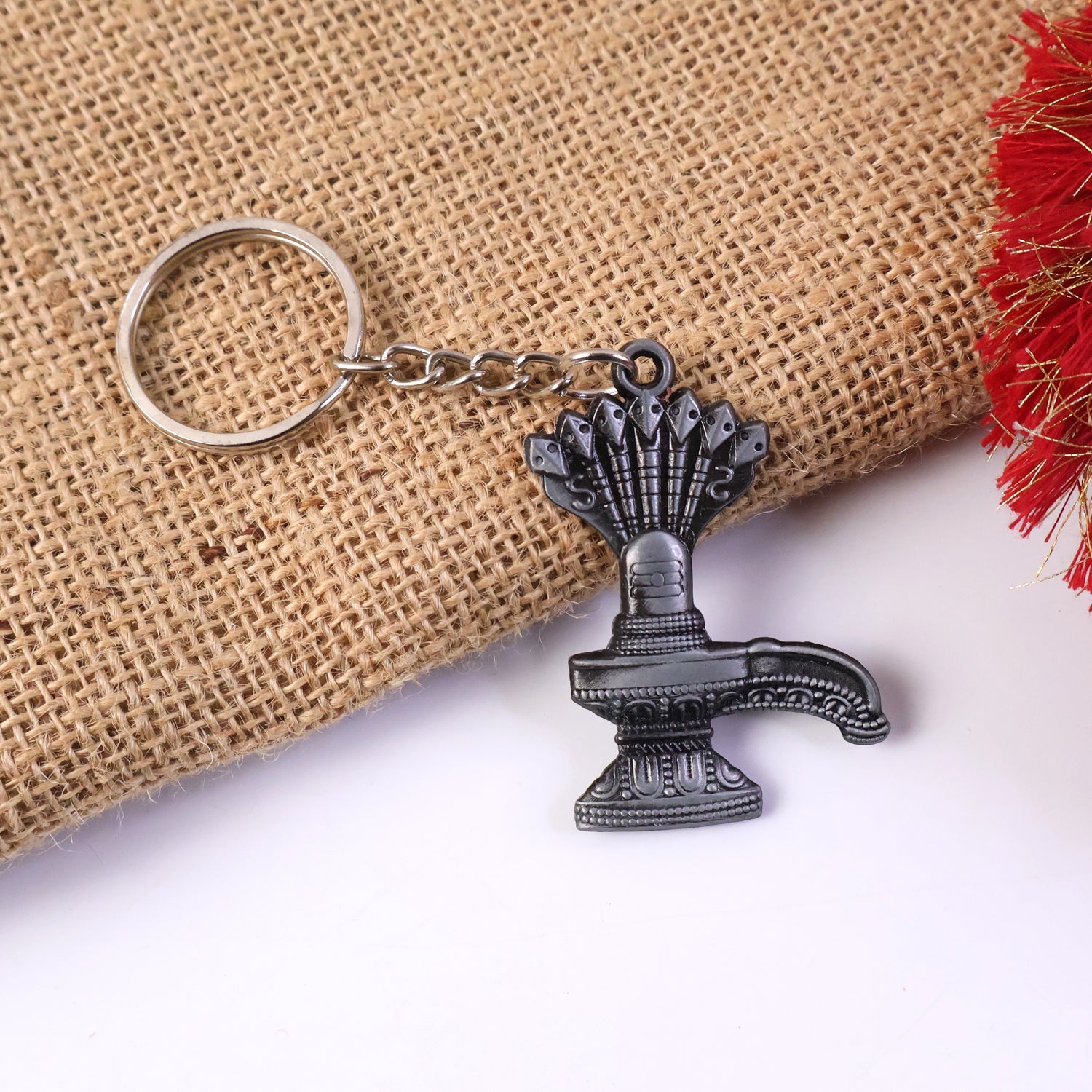 Premium metal Shiva Lingam keychain with Naag