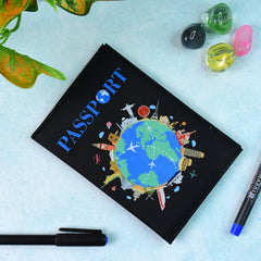 Elegant Printed Passport Cover with World Map