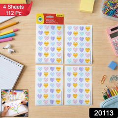 Four sheets of multicolor heart stickers