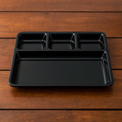 Plastic 4-compartment rectangular meal serving tray