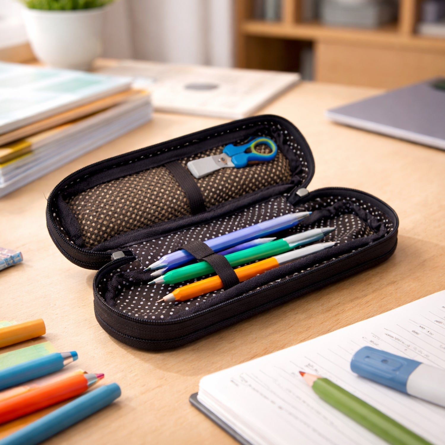 Stationery Organizer pencil pouch with zipper closed
