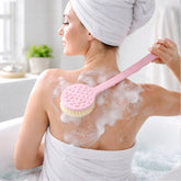 Velvet Wipe back scrubber with long handle and soft bristles