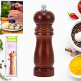 Wooden 6 inch pepper mill grinder with adjustable ceramic rotor
