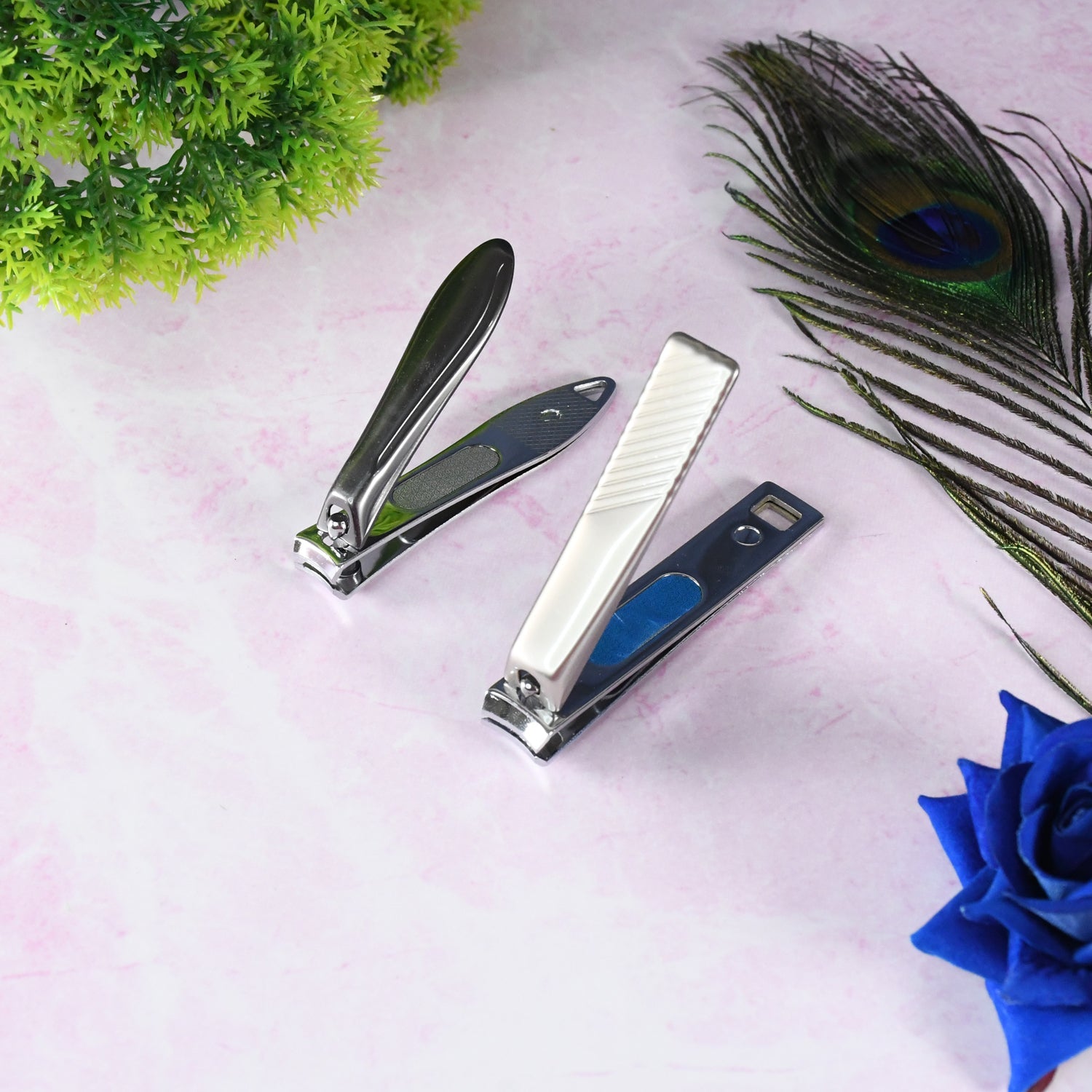 Stainless steel folding nail clippers closed view
