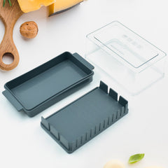 Butter slicer cutting butter inside box