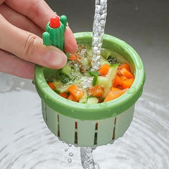 Self cleaning removable draining net lifting basket