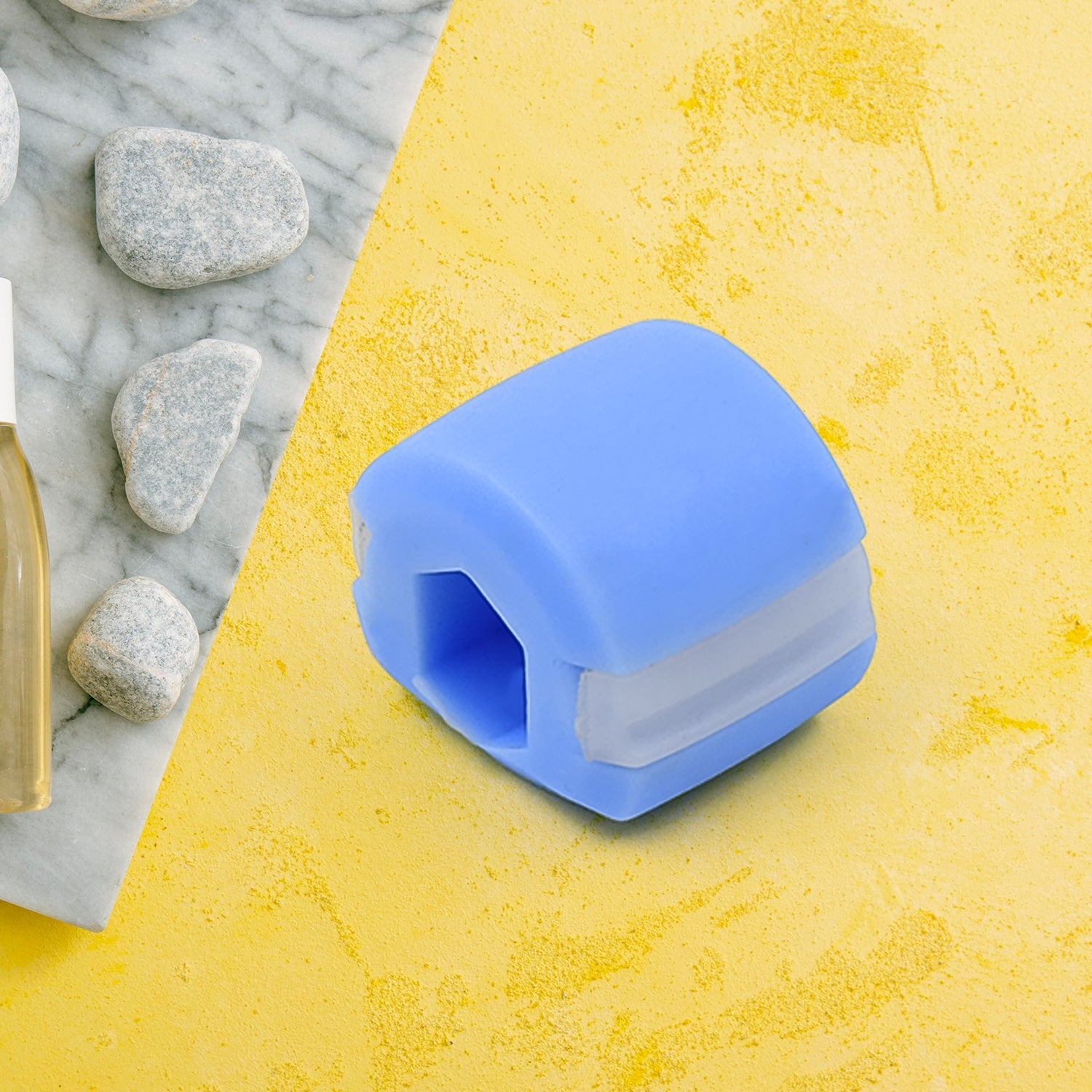 Blue mouth exerciser for jawline definition