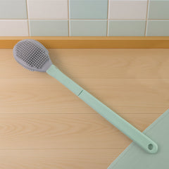 Soft silicone bristles on toilet cleaning brush