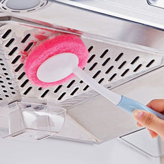 Cleaning brush with ergonomic handle and sponge head