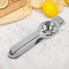 Stainless steel lemon squeezer with polished finish