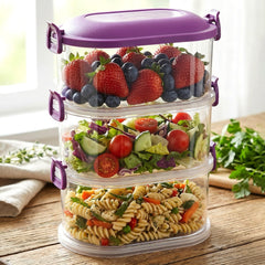 Transparent food storage box with secure lids