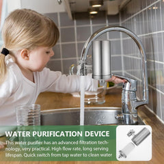 Infographic showing easy installation steps for the faucet water filter