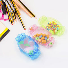 Cute erasers arranged in a compact set