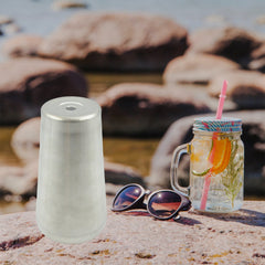 Travel mug on a wooden surface