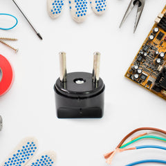 Close-up of 2 Pin plug converter pins