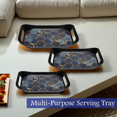 Premium 3-piece plastic serving tray set